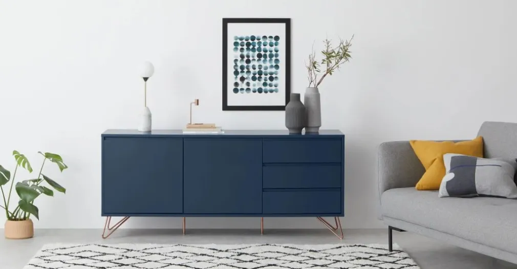 Aparador Elona – Azul oscuro y cobre
