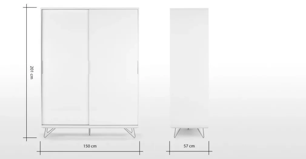 Armario con puertas correderas Elona – Blanco brillante