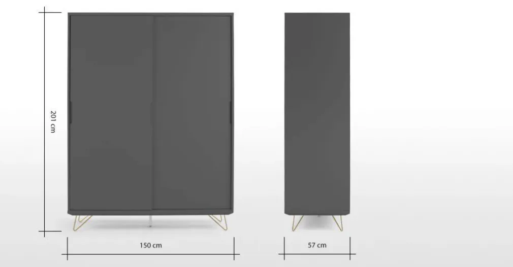 Armario con puertas correderas Elona – Gris carbon