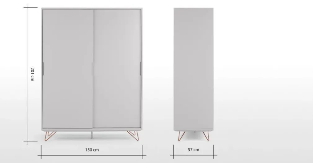 Armario con puertas correderas Elona – Gris y cobre