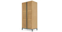 Armario doble Reema – Roble natural y mimbre