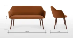 Banco de comedor compacto Lule – Terciopelo naranja
