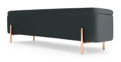 Banco otomana Asare 150cm – Terciopelo gris medianoche