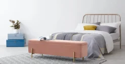 Banco otomana Asare 150cm – Terciopelo rosa