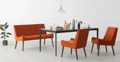 Banco tapizado Higgs – Terciopelo naranja llama