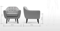 Butaca Ritchie – Gris Perla Con Botones de Colores