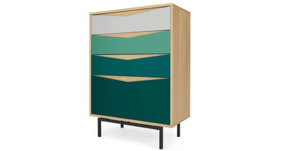 Cómoda Alta Louis – Roble y Verde