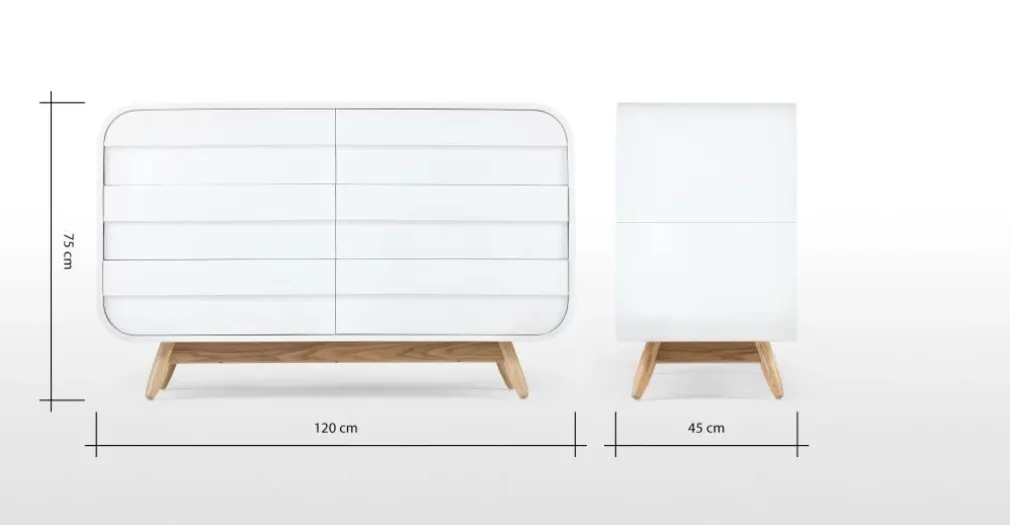 Cómoda Ancha Esme – Blanco y Fresno