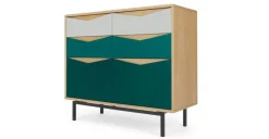 Cómoda Ancha Louis – Roble y Verde