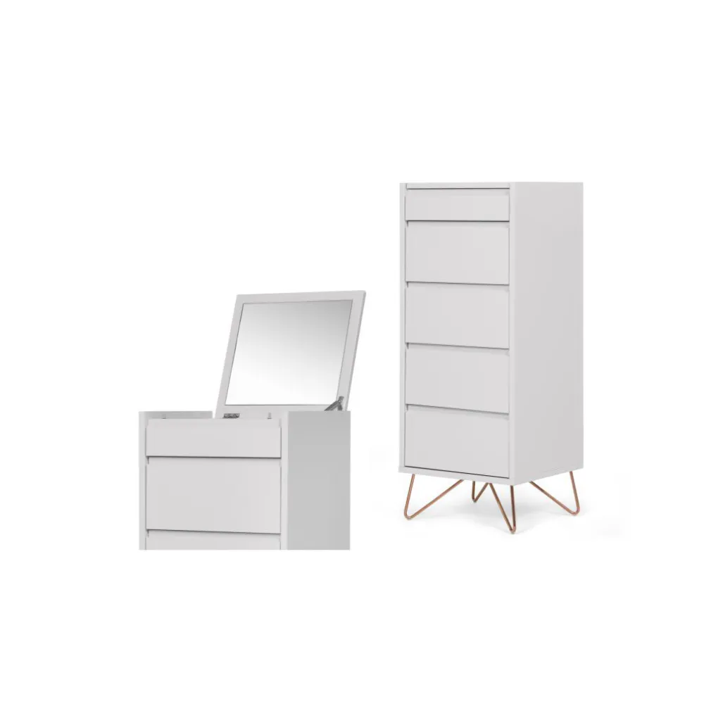 Cómoda Tocador Elona – Gris y Cobre