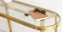 Consola Aula – Acero cepillado y cristal