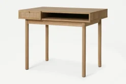 Escritorio Compacto Pavia – Natural Oak y Ratán