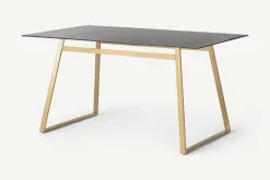 Escritorio Rectangular Haku – Metal y Cristal Ahumado