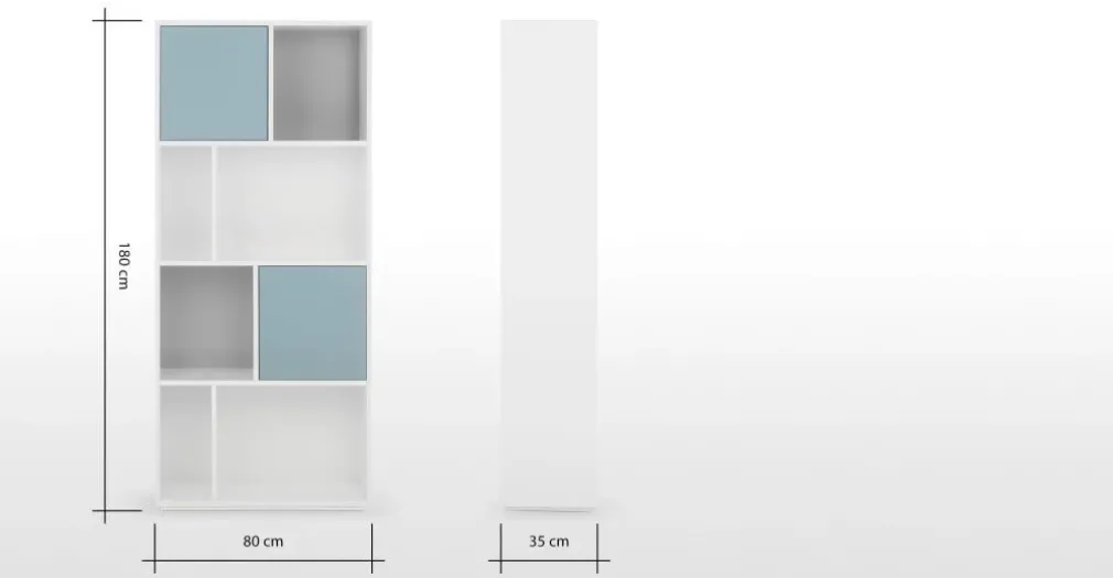 Estantería alta Stretto – Gris y azul