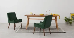 Juego de dos sillas de comedor Higgs – Terciopelo verde pino