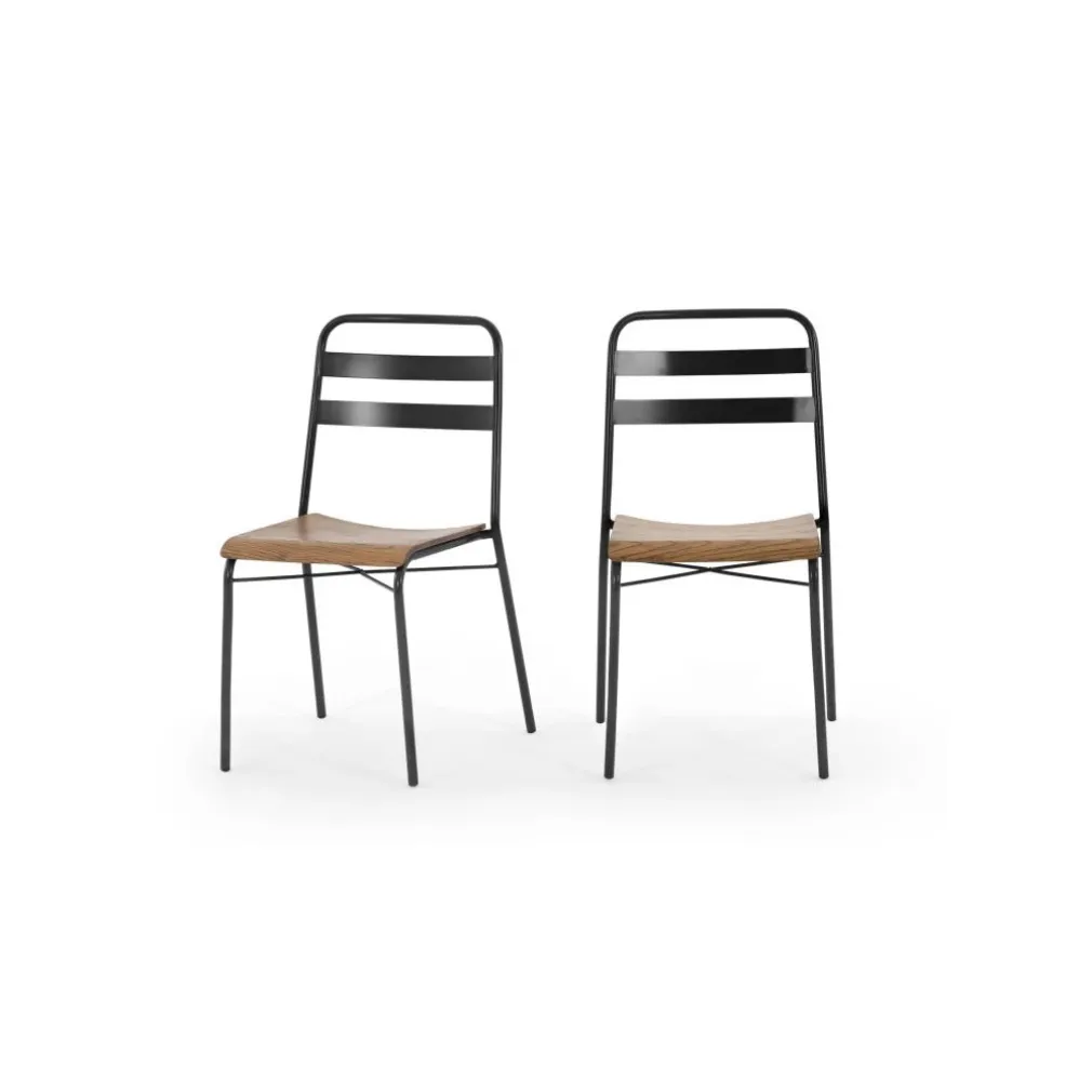 Juego de dos sillas de comedor Wigbert – Pino y negro