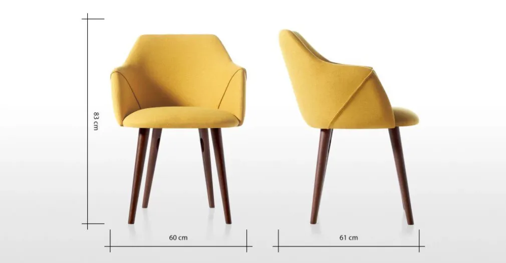 Juego de 2 sillas carver de comedor Lule – Amarillo y nogal