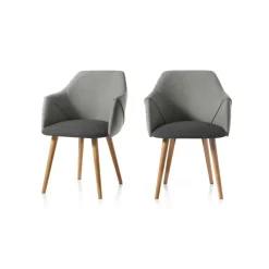 Juego de 2 sillas carver de comedor Lule – Gris marga y gris granizo y roble