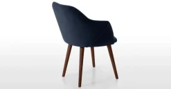 Juego de 2 sillas carver de comedor Lule – Terciopelo azul real y nogal