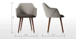 Juego de 2 sillas carver de comedor Lule – Terciopelo gris claro y gris oscuro