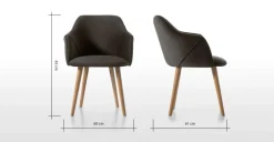 Juego de 2 sillas carver de comedor Lule – Terciopelo gris nutria y roble
