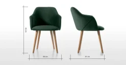 Juego de 2 sillas carver de respaldo alto Lule – Roble y terciopelo verde pino