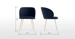 Juego de 2 sillas de comedor Adeline – Azul Real