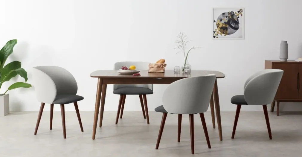 Juego de 2 sillas de comedor Adeline – Gris marga/granizo y nogal