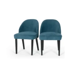 Juego de 2 sillas de comedor Alec – Azul acolchado