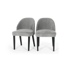 Juego de 2 sillas de comedor Alec – Gris acolchado