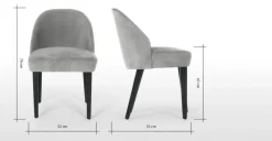 Juego de 2 sillas de comedor Alec – Gris acolchado