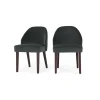 Juego de 2 sillas de comedor Alec – Terciopelo gris medianoche y patas de madera teñida