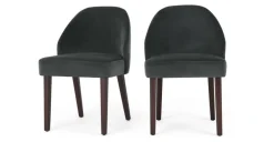 Juego de 2 sillas de comedor Alec – Terciopelo gris medianoche y patas de madera teñida