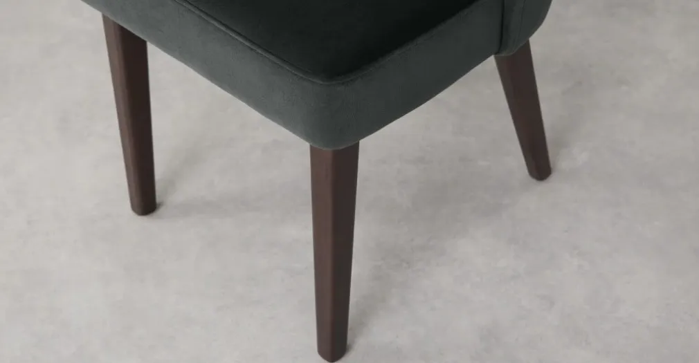 Juego de 2 sillas de comedor Alec – Terciopelo gris medianoche y patas de madera teñida