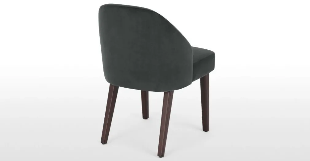 Juego de 2 sillas de comedor Alec – Terciopelo gris medianoche y patas de madera teñida