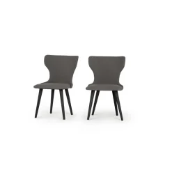 Juego de 2 sillas de comedor Bjorg – Gris manhattan y negro