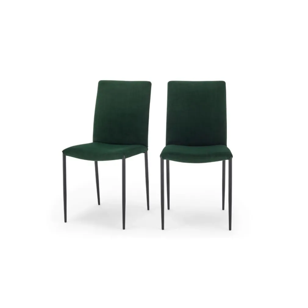 Juego de 2 sillas de comedor Braga – Terciopelo verde pino