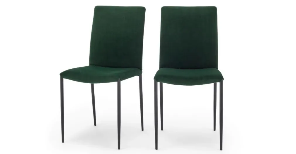 Juego de 2 sillas de comedor Braga – Terciopelo verde pino