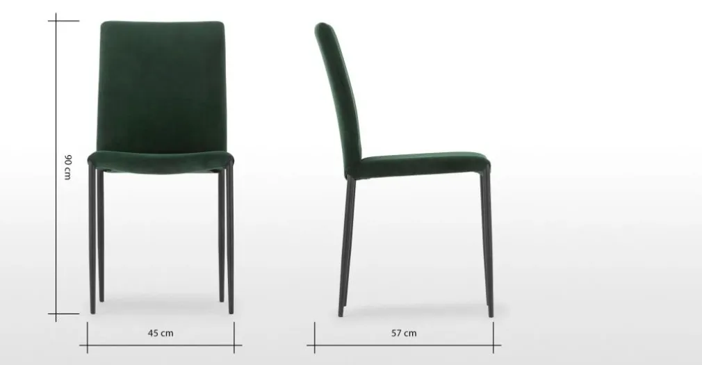 Juego de 2 sillas de comedor Braga – Terciopelo verde pino