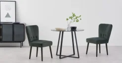 Juego de 2 sillas de comedor Charley – Terciopelo gris medianoche y negro