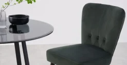 Juego de 2 sillas de comedor Charley – Terciopelo gris medianoche y negro