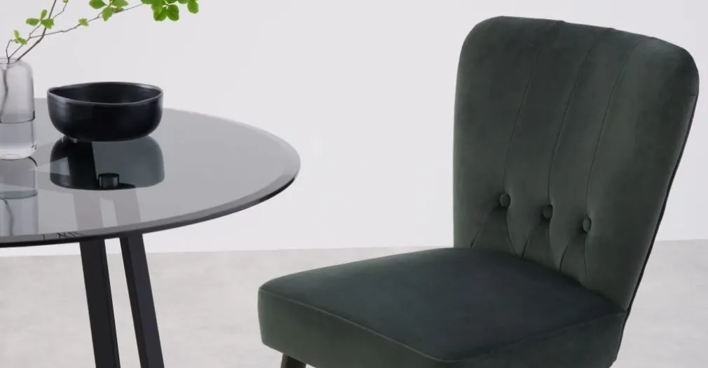 Juego de 2 sillas de comedor Charley – Terciopelo gris medianoche y negro