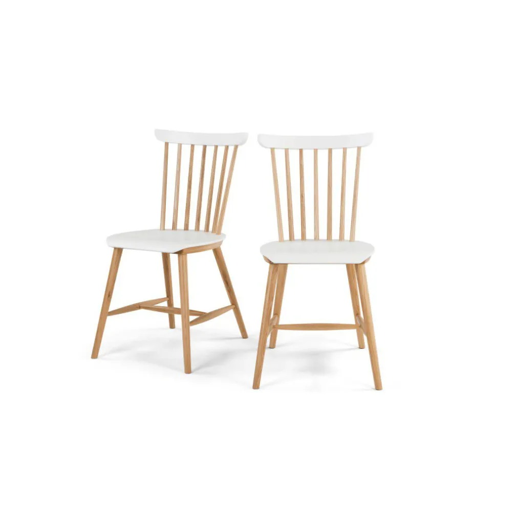 Juego de 2 sillas de comedor Deauville en roble y blanco