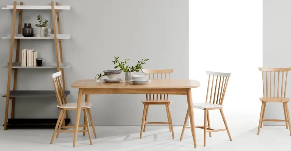 Juego de 2 sillas de comedor Deauville en roble y blanco