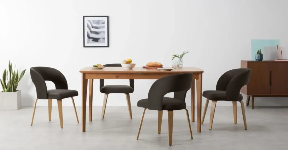Juego de 2 sillas de comedor Enid – Terciopelo gris nutria