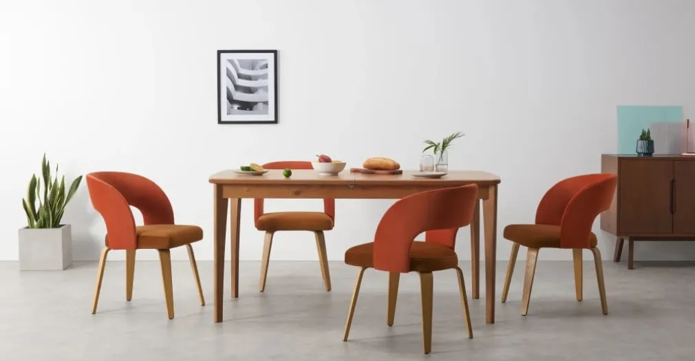 Juego de 2 sillas de comedor Enid – Terciopelo naranja y dorado
