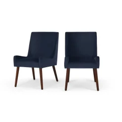 Juego de 2 sillas de comedor Higgs – Terciopelo azul real