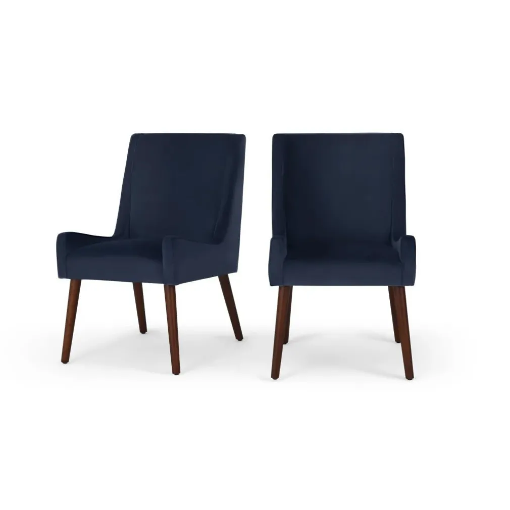 Juego de 2 sillas de comedor Higgs – Terciopelo azul real