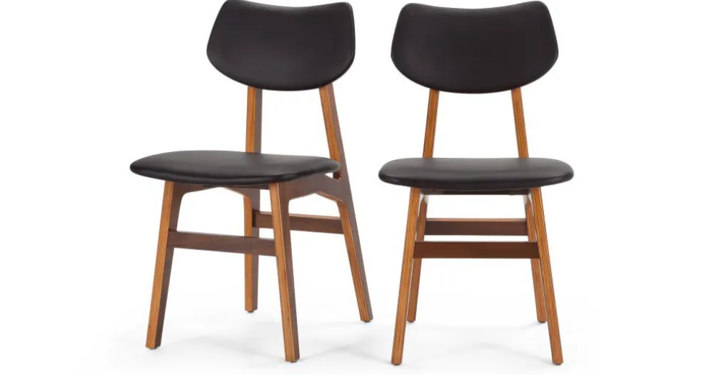 Juego de 2 sillas de comedor Jacob – Negro carbón y nogal