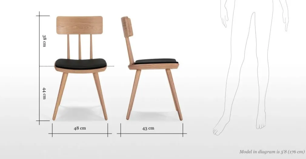 Juego de 2 sillas de comedor Kitson – Fresno natural y negro
